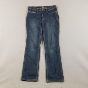 Carhartt Jeans Womens 10 Blue Relaxed Fit Flannel Lined Plaid Lining 100648